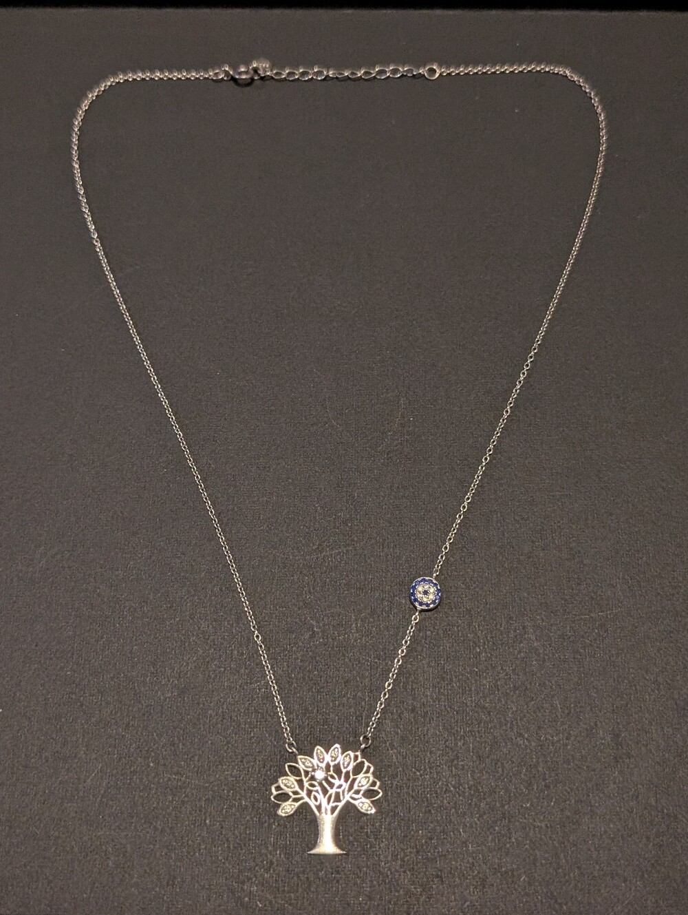 Sterling Silver Tree of Life & Evil Eye Necklace - Marked 925 Jerusalem